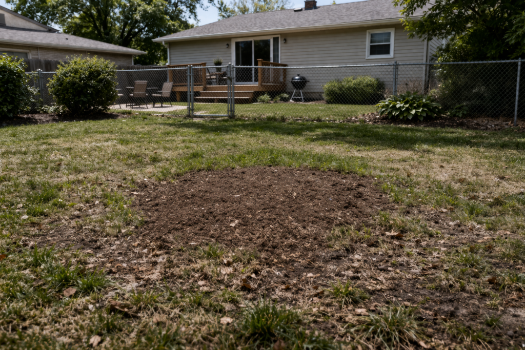 old stump in back yard of south bend home2 after
