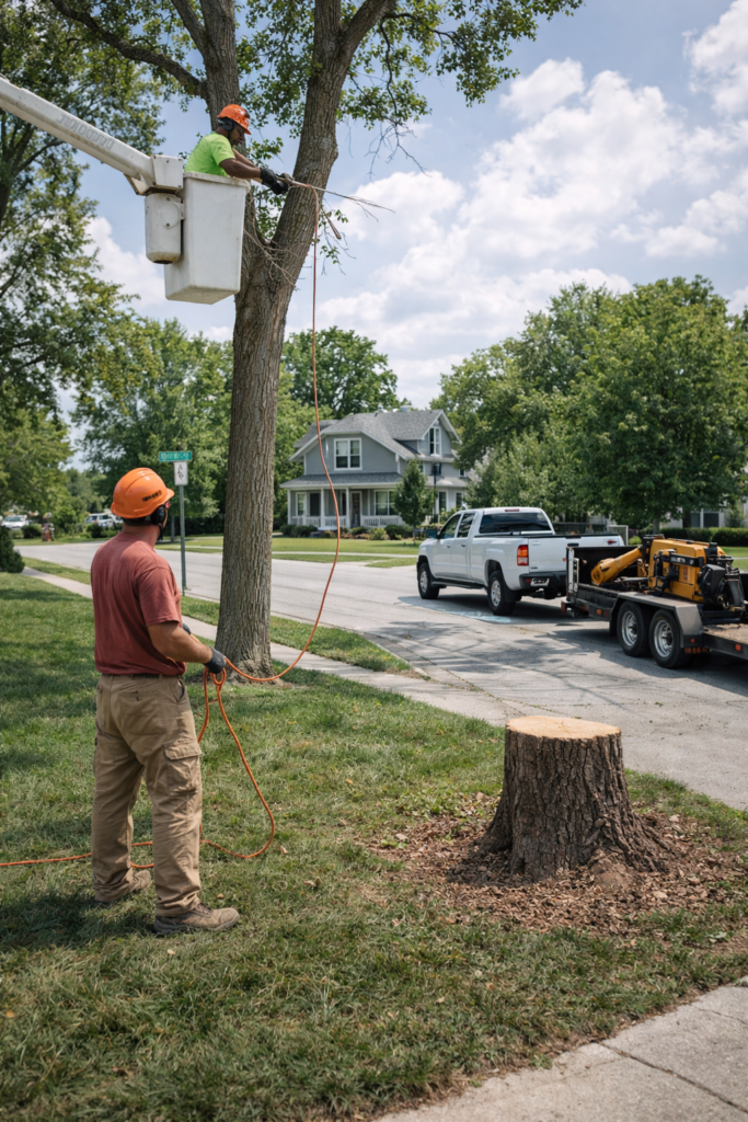 working alongside tree removal crews in elkhart